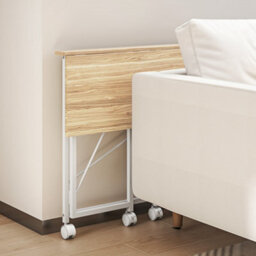 Wyld Haus Yokare 80Cm Folding Desk On Wheels In Natural Oak Tone And White - Slim, Portable Workspace - thumbnail 7
