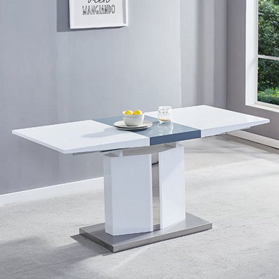 Furniture in Fashion Belmonte Small High Gloss Extending Dining Table In White Grey - image 1
