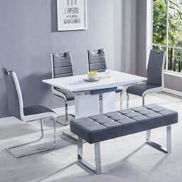 Furniture in Fashion Belmonte Small High Gloss Extending Dining Table In White Grey - thumbnail 4