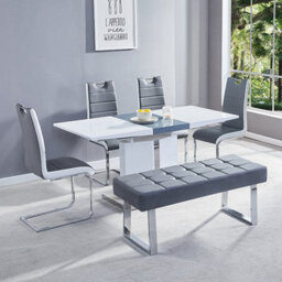 Furniture in Fashion Belmonte Small High Gloss Extending Dining Table In White Grey - thumbnail 3