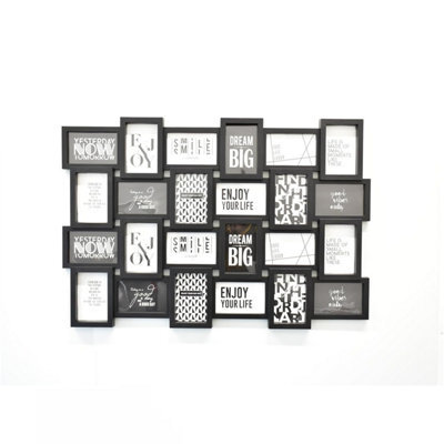 Deenz 24 Picture Multi Aperture Zig Zag Style Photo Frame For 24 Photos Holds 6X4 Home Decoration, Living Room, Bedroom Room Black - image 1