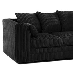 Furnishings For Less UK Luxor Jumbo Cord 4 Seater Corner Sofa Black Right Hand Facing - thumbnail 2