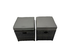 Fimous Rattan Garden Outdoor Furniture Set 3 Seater Sofa Coffee Table With 2 Side Tables 4 Footstools Dark Grey Mixed - thumbnail 7