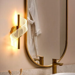 Beliani Gold Spiral Led Wall Lamp - Gloss Metal Modern Light For Living Room Dining Room Bedroom - thumbnail 1