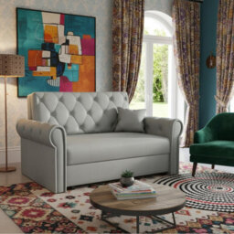 Viva Roma Ii Sofa Bed For Living Room With Sleeping Function Storage Metal Legs Wooden Frame 148X85X98Cm Light Grey - thumbnail 1