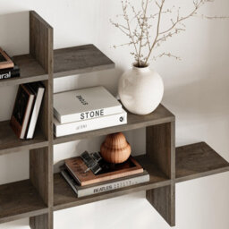 Decortie Halic 3 Tiers Wall Mounted Shelf Modern Floating Bookcase Dark Coffee 150Cm - thumbnail 4