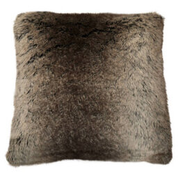 Orsina Mocha Ombre Square Faux Fur Cushion, Luxe Feather-Filled Throw Pillow With Faux-Suede Reverse - thumbnail 2