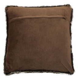 Orsina Mocha Ombre Square Faux Fur Cushion, Luxe Feather-Filled Throw Pillow With Faux-Suede Reverse - thumbnail 3
