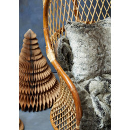 Orsina Mocha Ombre Square Faux Fur Cushion, Luxe Feather-Filled Throw Pillow With Faux-Suede Reverse - thumbnail 4