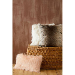 Orsina Mocha Ombre Square Faux Fur Cushion, Luxe Feather-Filled Throw Pillow With Faux-Suede Reverse - thumbnail 9