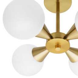 Long Life Lamps Company Antique Brass Ceiling Pendant Light With 4 Opal Globe Frosted Glass Lamp Shades H3115 - thumbnail 5