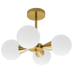 Long Life Lamps Company Antique Brass Ceiling Pendant Light With 4 Opal Globe Frosted Glass Lamp Shades H3115 - thumbnail 4