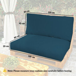 Outsunny 2 Seat Pallet Cushions 20Cm Thick Outdoor Seat Pads, Navy Blue - thumbnail 3