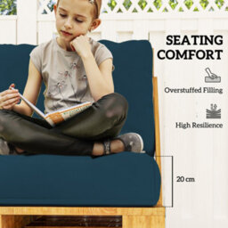 Outsunny 2 Seat Pallet Cushions 20Cm Thick Outdoor Seat Pads, Navy Blue - thumbnail 4