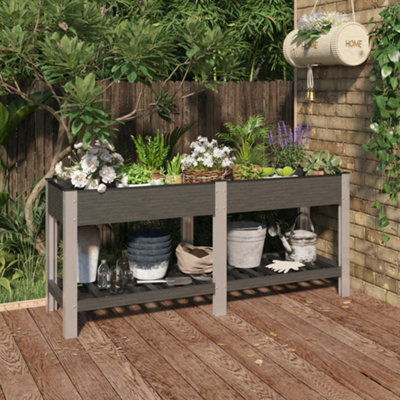 Berkfield Garden Raised Bed With Shelf Grey 175X50X75 Cm Wpc - image 1