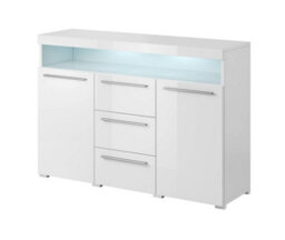 Arte Modern India 26 Sideboard Cabinet 132Cm With White Gloss Front & White Matt Carcass - Versatile Organiser W132Cm H92Cm D39Cm - thumbnail 1