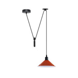 Industrial Pendant Light With Orange Metal Cone Shade, Adjustable 2M Hanging Cord, E26 Ceiling Light Fixture For Kitchen Island - thumbnail 7