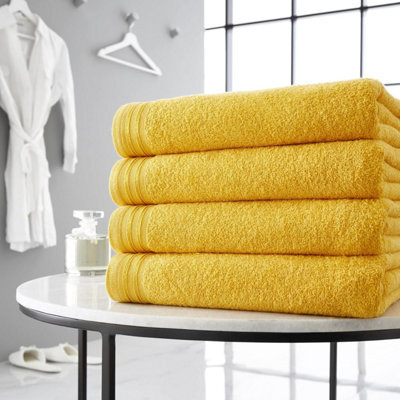 Gc Gaveno Cavailia 4 Pack Wilsford Supreme Bath Sheet Ochre Highly Absorbent Egyptian Cotton Towel Set - image 1