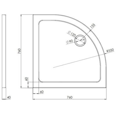 Nuie Slate Grey Quadrant Shower Tray, Slimline 40-85mm, Textured Anti-Slip Finish, Multiple Sizes - image 1