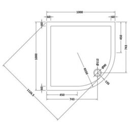Nuie Slate Grey Quadrant Shower Tray, Slimline 40-85mm, Textured Anti-Slip Finish, Multiple Sizes - thumbnail 4