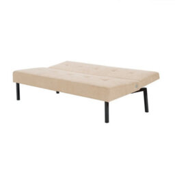 3 Seater Click-Clack Soft Polyester Fabric Sofa Bed Home Office Furniture Beige - thumbnail 3