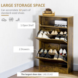 Wyld Haus Zilado Rustic Brown Slim Shoe Cabinet - 2 Flip Doors, Adjustable Shelves, Fits 12 Pairs - thumbnail 5