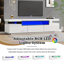Btm 160Cm High Gloss Tv Stand Cabinet For 70 Inch Tv With Led Lights 3 Drawers And 3 Open Storage For Bedroom Or Living Room - thumbnail 7