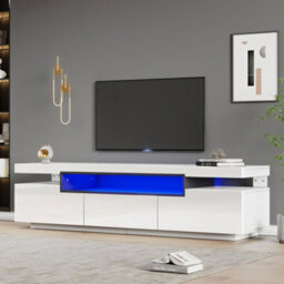 Btm 160Cm High Gloss Tv Stand Cabinet For 70 Inch Tv With Led Lights 3 Drawers And 3 Open Storage For Bedroom Or Living Room - thumbnail 2