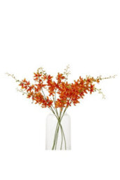 Orange Cymbidium Orchid Spray, Elegant Faux Floral For Decor - thumbnail 3