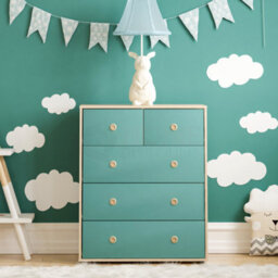 Lassic Vida Designs Neptune Blue & Oak 5 Drawer Chest (H)760mm (W)647mm (D)395mm - thumbnail 3