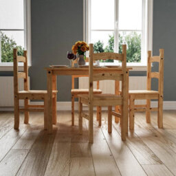4 Seater Dining Set Chairs Table Solid Waxed Pine - thumbnail 2