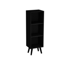 Urbn-Living Urbnliving 80Cm Height 3 Tier Black Wooden Storage Cube Bookcase Scandinavian Style Black Legs - thumbnail 1