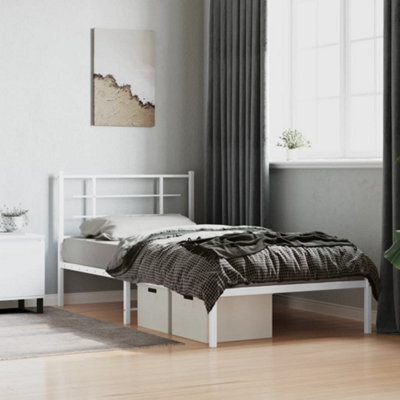 Berkfield Metal Bed Frame Without Mattress With Headboard White 107X203Cm - image 1
