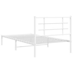 Berkfield Metal Bed Frame Without Mattress With Headboard White 107X203Cm - thumbnail 7