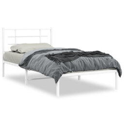Berkfield Metal Bed Frame Without Mattress With Headboard White 107X203Cm - thumbnail 2