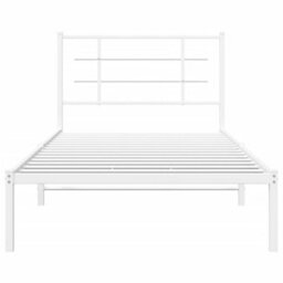 Berkfield Metal Bed Frame Without Mattress With Headboard White 107X203Cm - thumbnail 5