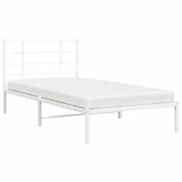 Berkfield Metal Bed Frame Without Mattress With Headboard White 107X203Cm - thumbnail 4