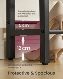 LEDREM 3 Tier Shoe Rack Bench, One Piece Shelves, Shoe Storage Organiser With Raised Edges - thumbnail 5