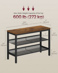 LEDREM 3 Tier Shoe Rack Bench, One Piece Shelves, Shoe Storage Organiser With Raised Edges - thumbnail 7