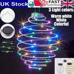Silver Colorful  New Solar Spiral Lights Led Hanging Beehive Lamps Garden Patio Decoration Uk