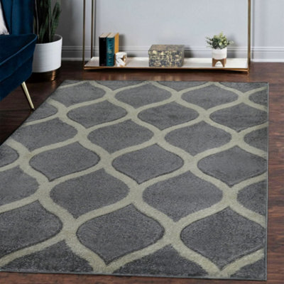 Portland Grey & White Geometric Small Rug, (L)150Cm X (W)80Cm - image 1