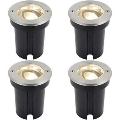 4 Pack Stainless Steel Ip67 Ground Light - 6W Warm White Led - Tilting Head - image 1