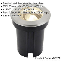4 Pack Stainless Steel Ip67 Ground Light - 6W Warm White Led - Tilting Head - thumbnail 2