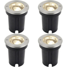 4 Pack Stainless Steel Ip67 Ground Light - 6W Warm White Led - Tilting Head