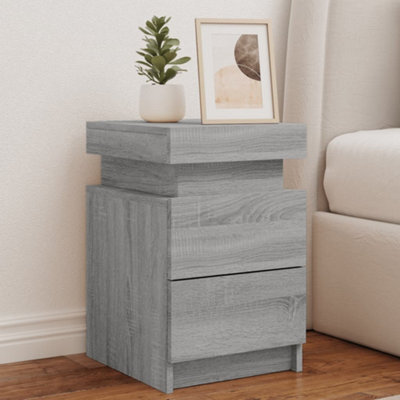 Berkfield Bedside Cabinet With Led Lights Grey Sonoma 35X39X55 Cm - image 1