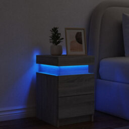 Berkfield Bedside Cabinet With Led Lights Grey Sonoma 35X39X55 Cm - thumbnail 4