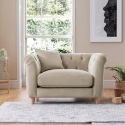 Furnishings For Less UK Elsie Velvet Chesterfield Plush Velvet Putty 3 Seater + 2X Armchair Set - thumbnail 4