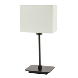 Happy Homewares Contemporary Matte Black Bedside Table Lamp With White Cotton Fabric Shade - thumbnail 2