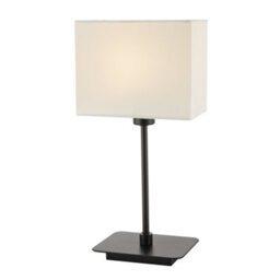 Happy Homewares Contemporary Matte Black Bedside Table Lamp With White Cotton Fabric Shade - thumbnail 1