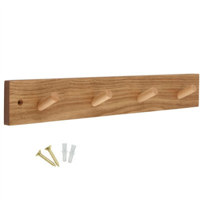 Keypak Wooden Coat Hook Rack- 46Cm Pine Wall-Mounted, 4 Hooks For Coats, Jackets & Hats - image 1